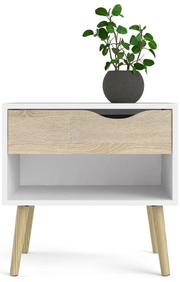 Noptieră albă/în culoare naturală Oslo – Tvilum