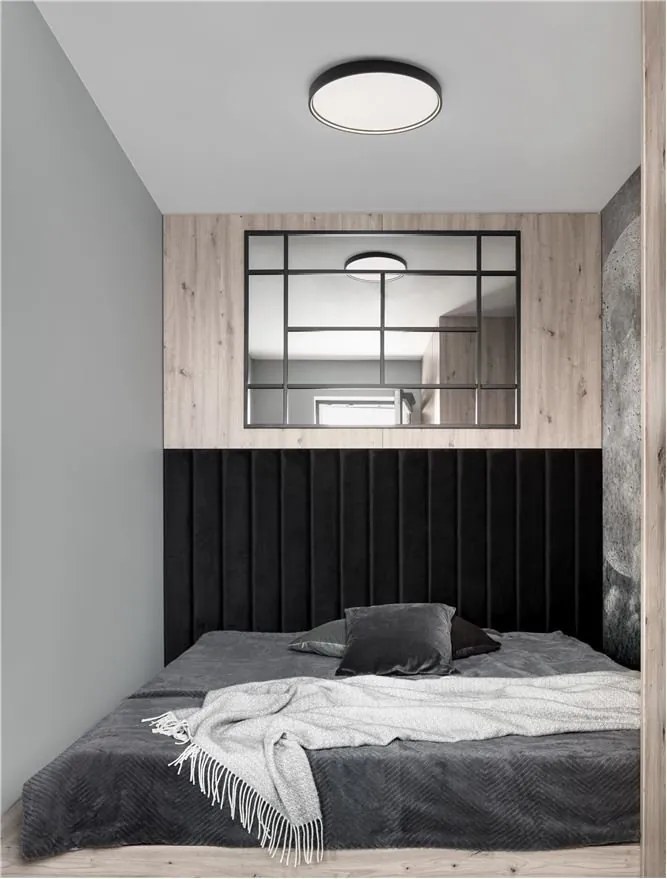 Plafoniera LED dimabila design circular OLAF neagra 60cm