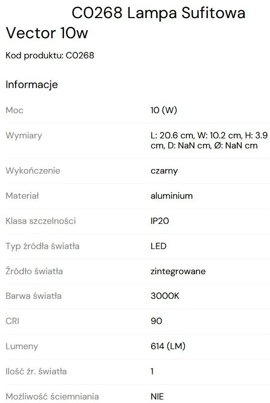 Spot LED Aplicat Directionabil Design Modern, Vector 10w negru