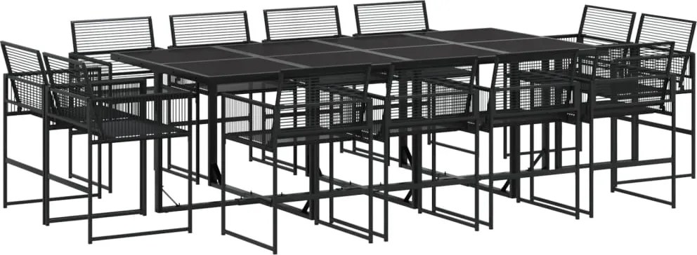 vidaXL Set mobilier de grădină, 13 piese, negru, poliratan