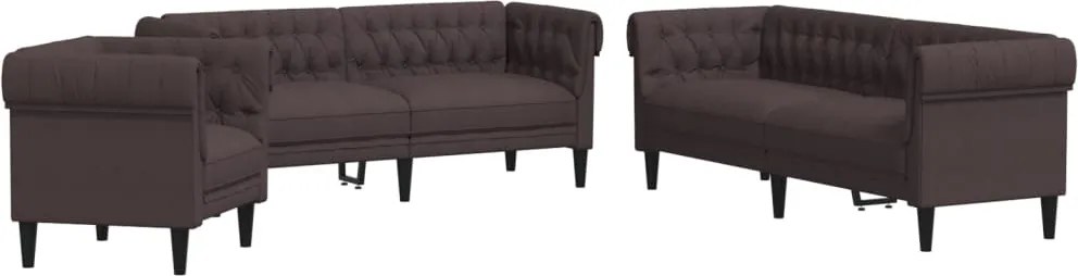 vidaXL Set canapele, 3 piese, maro închis, material textil