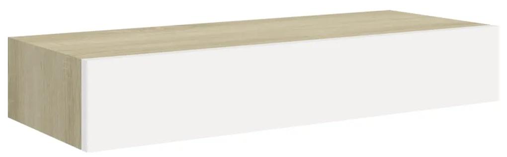 330263 vidaXL Dulap de perete cu sertar, stejar și alb, 60x23,5x10 cm, MDF
