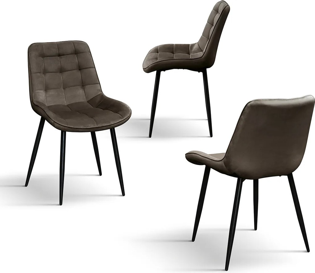 SET 4 Scaune Ernest catifea, structura metalica - STANDARD - 4 BUCATI - MARO