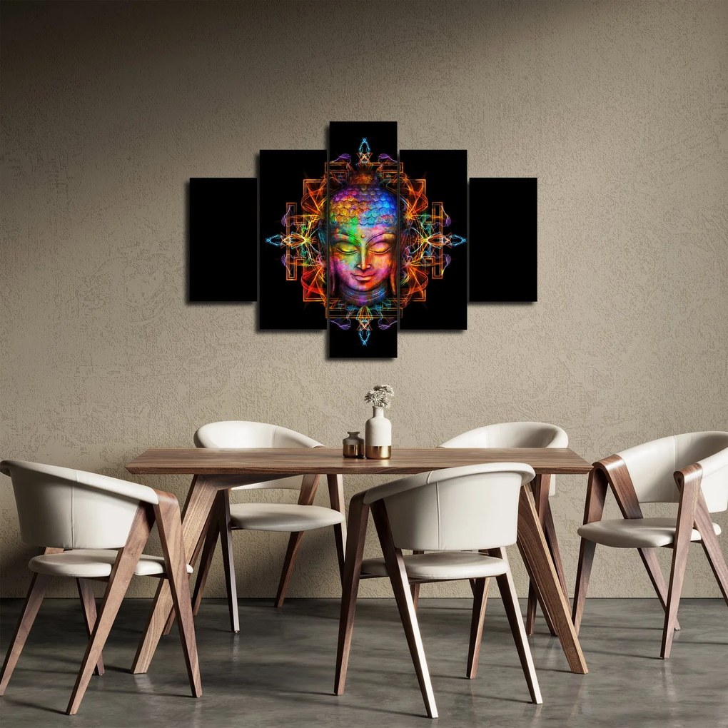 Tablou - Bustul lui Buddha în culori neon (150x105 cm)