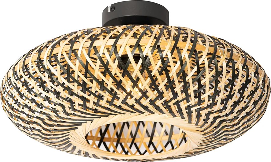Plafonieră inteligentă neagră din bambus 40 cm incl. Wifi A60 - Ostrava