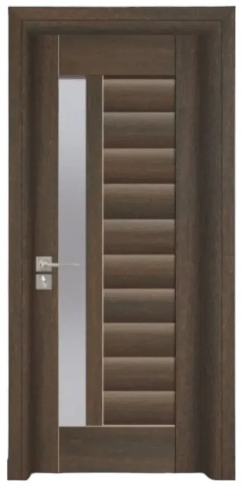 Usa Interior din MDF Novo Doors ND03 LUX PREMIUM, Cadru din Lemn Masiv, KIT COMPLET, Toc Reglabil de 10 CM INCLUS, Plinta pe Ambele Parti (Culoare:
