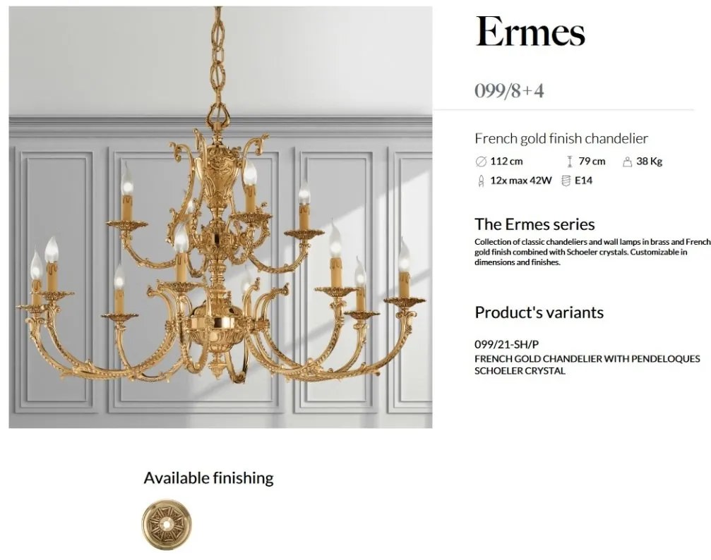 Candelabru 12 brate LUX realizat manual Ermes