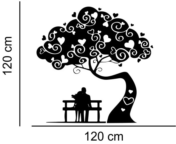 Sticker perete Love Tree Black