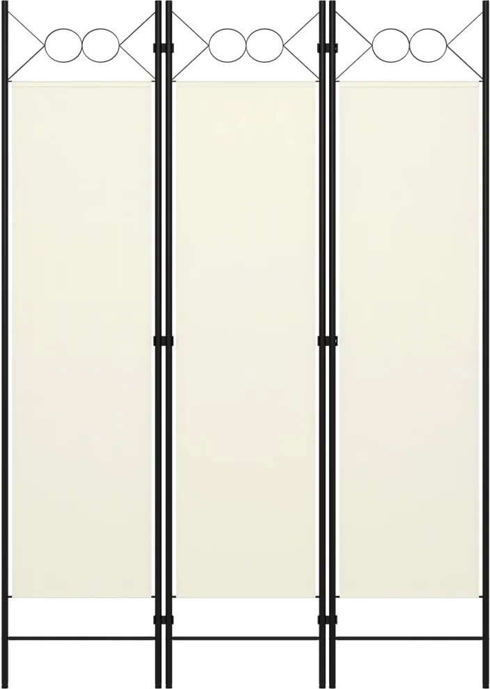 Paravan de camera cu 3 panouri, alb crem, 120 x 180 cm