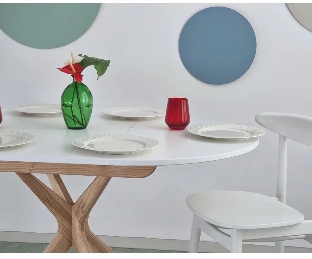 Masă de dining rotundă extensibilă cu blat suplimentar ø 90 cm Jubi – Ragaba