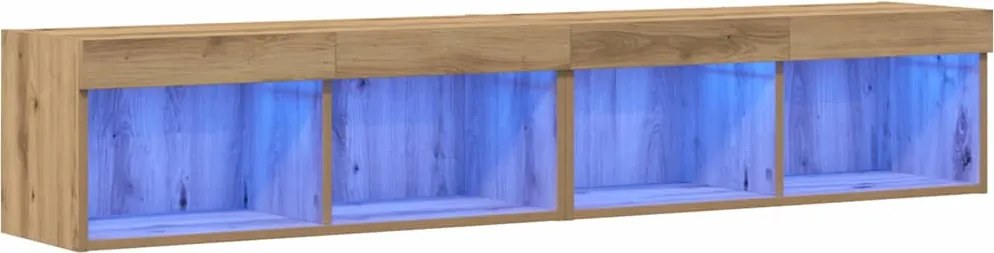 vidaXL Set comodă TV cu led 2 pcs Stejar Artizanal 80 x 30 x 30 cm