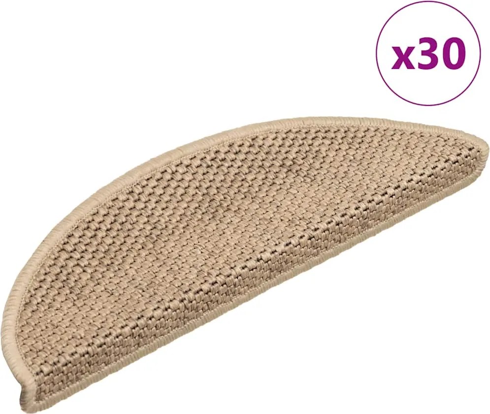 vidaXL Covorașe de scară autoadezive aspect sisal 30 buc. nisip
