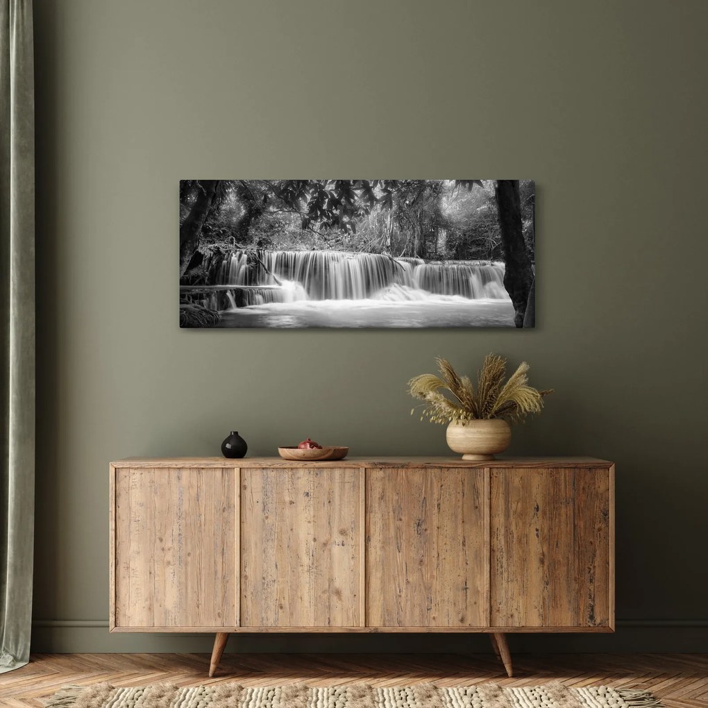 Tablou - Cascada alb-negru și alb (120x50 cm)