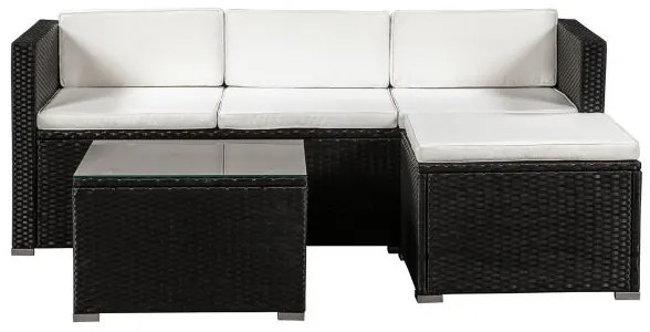 Juskys Set ratan de gradina Punta Cana L - perne negre/crem