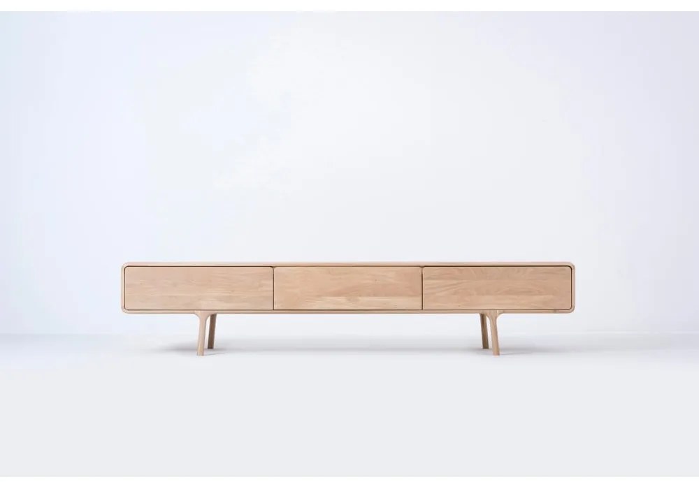 Comodă TV din lemn masiv de stejar cu 3 sertare Gazzda Fawn