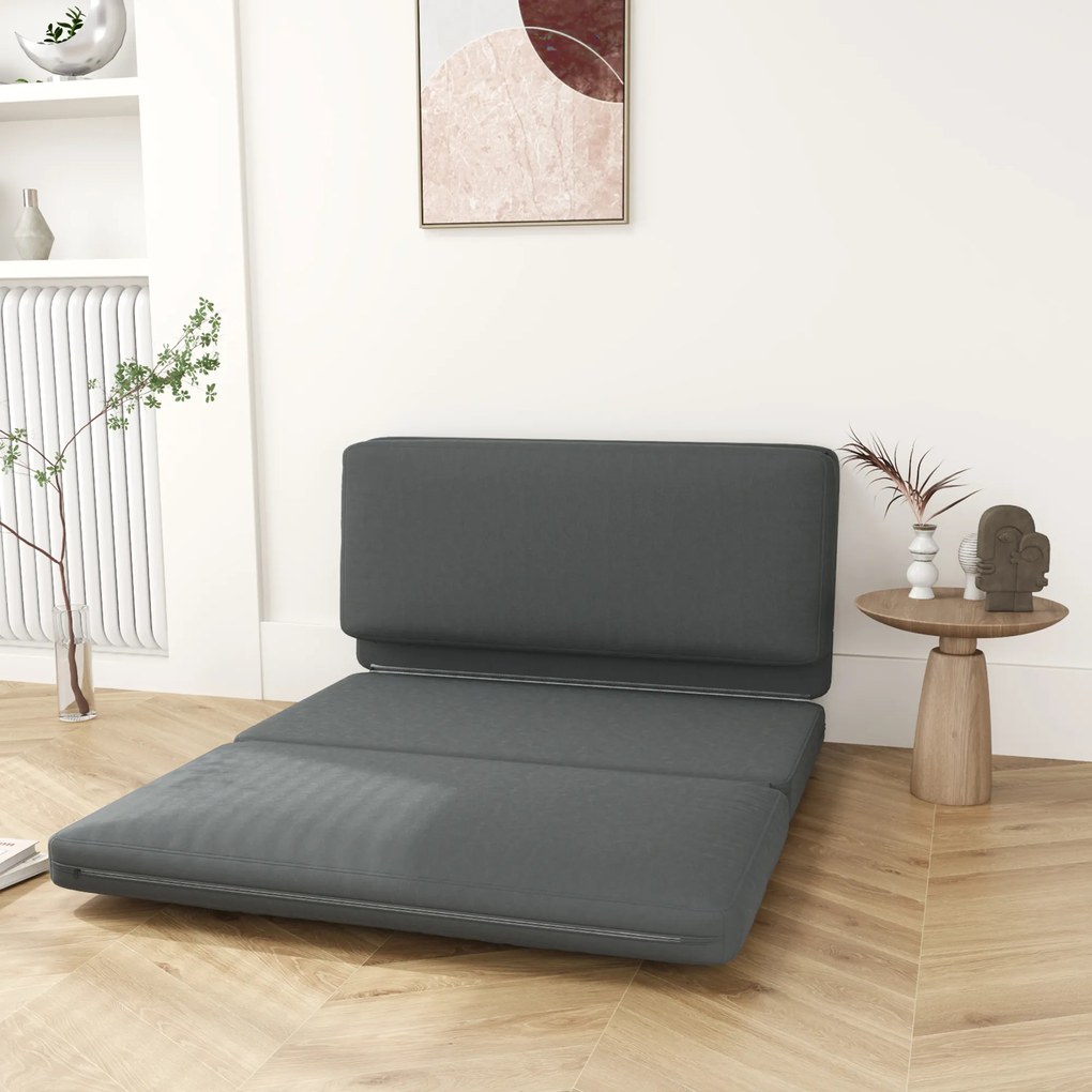 HOMCOM Relaxstol 3 în 1 fășabil, pat pentru oaspeți, divizibil, 138 cm lățime, Gri inchis | Aosom Romania