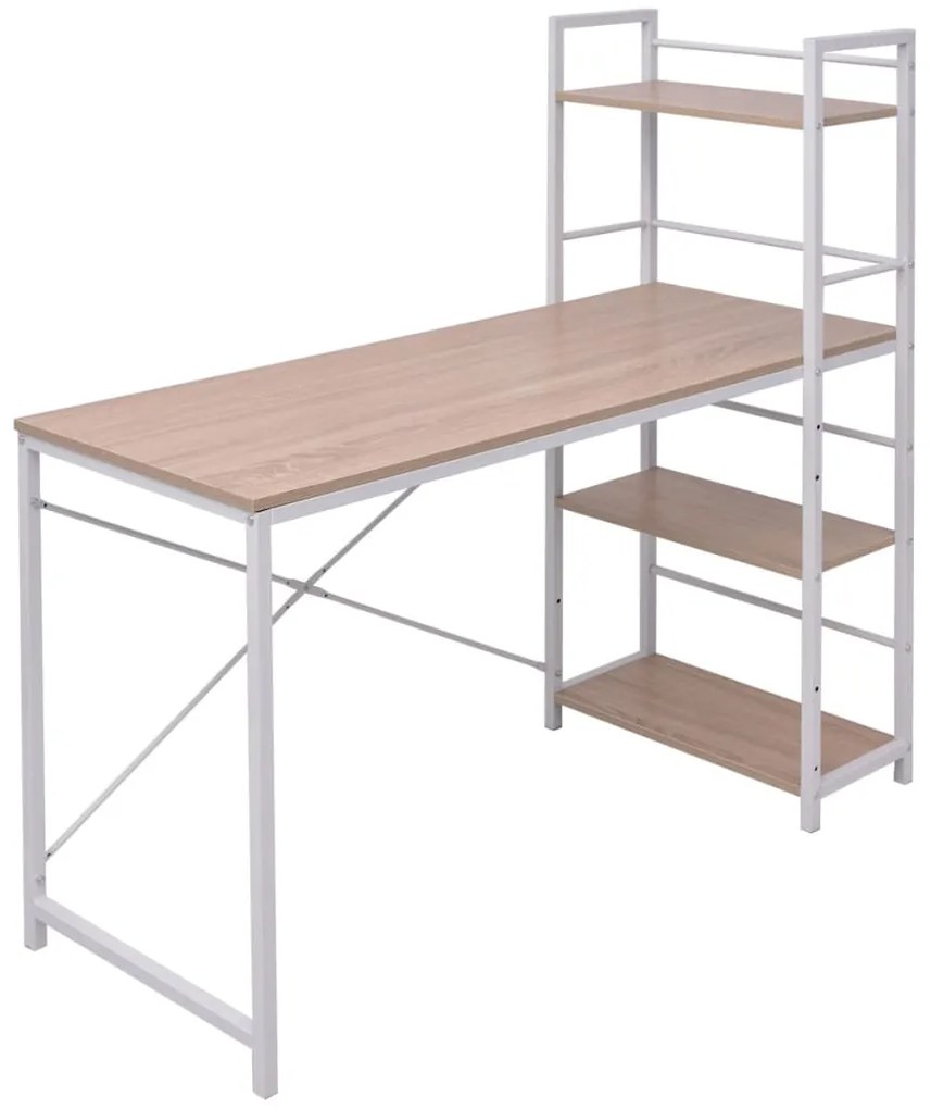 vidaXL Birou cu bibliotecă, 4 rafturi, stejar