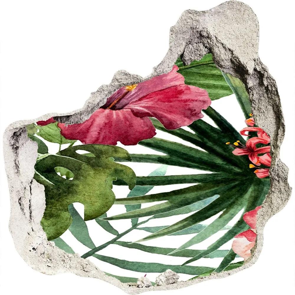 Fototapet 3D gaură în perete Flori tropicale