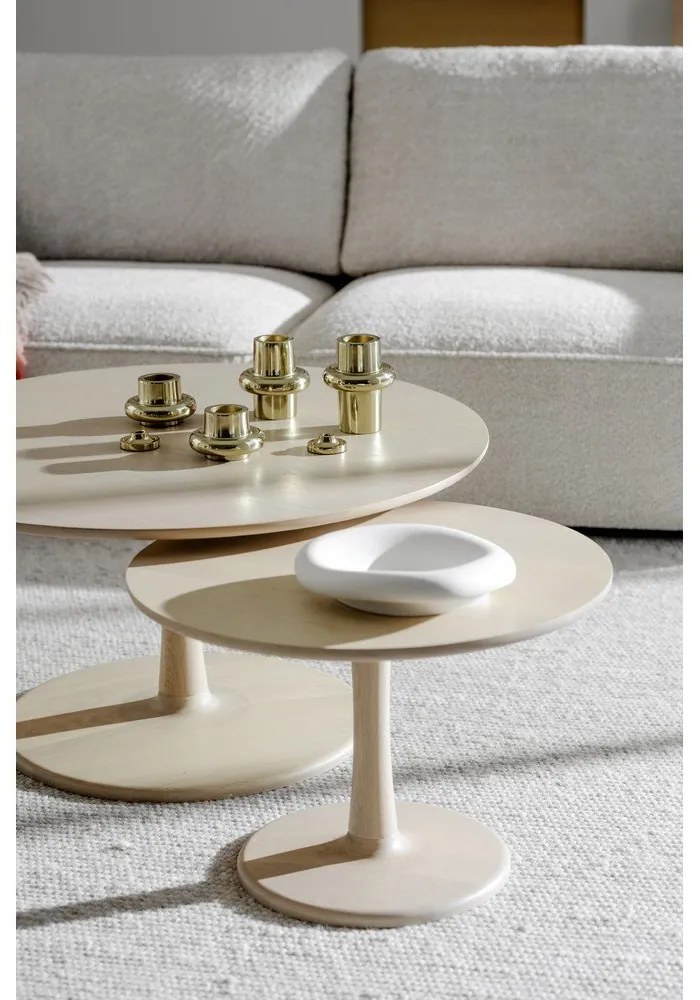 Măsuță de cafea natural rotundă cu aspect de lemn de stejar 60x60 cm Hobart – Rowico