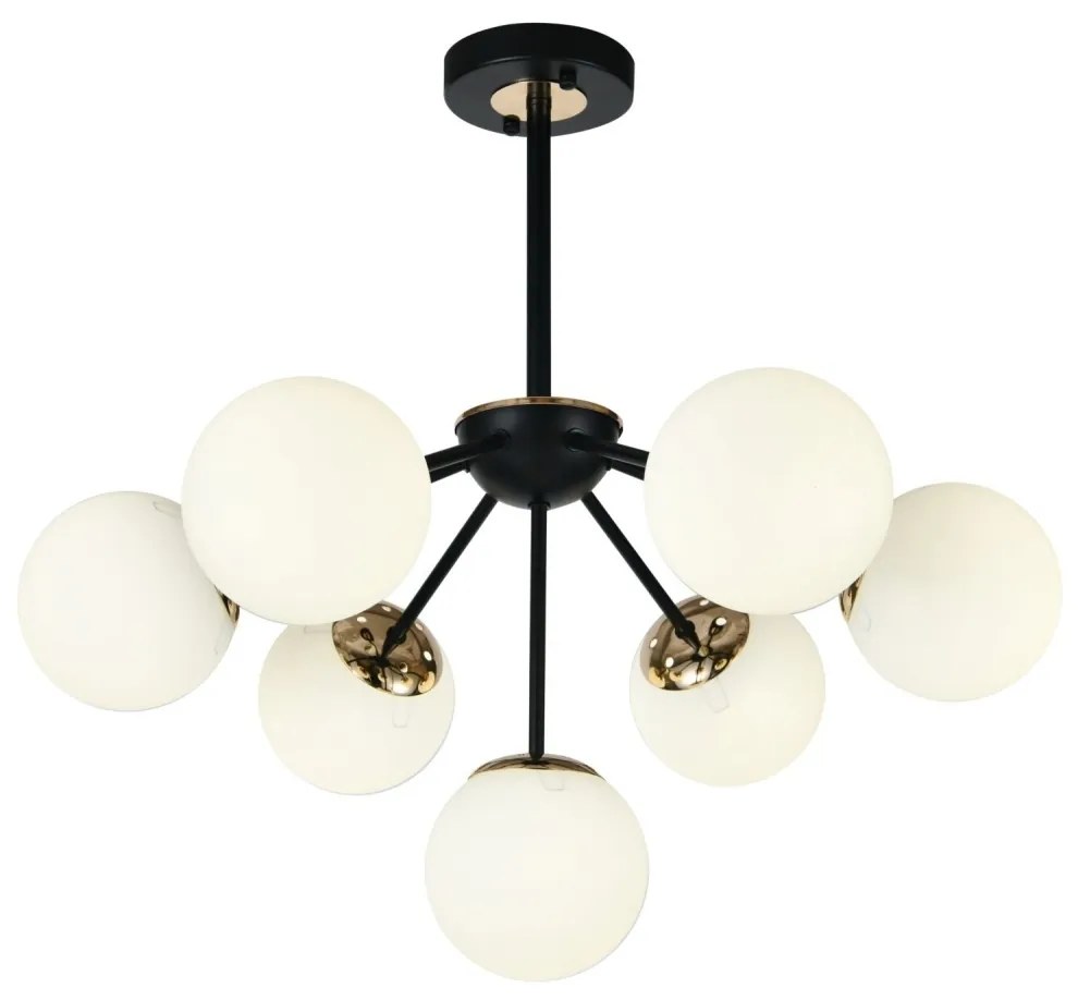 Lustra model N36368-7 – 7 x E27, abajururi elegante, finisaj negru