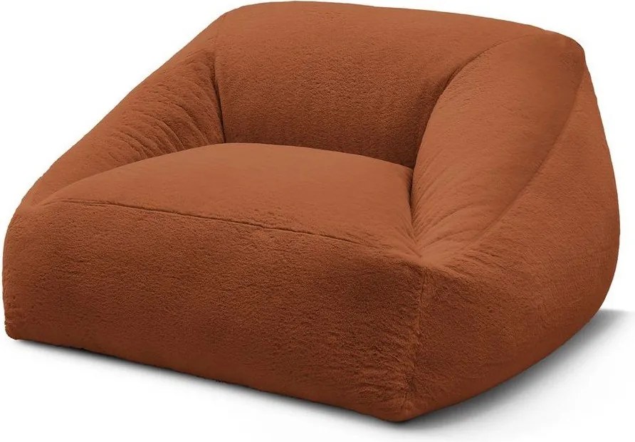 Fotoliu bean bag portocaliu cu tapițerie din blană artificială Lilibet – Bobochic Paris