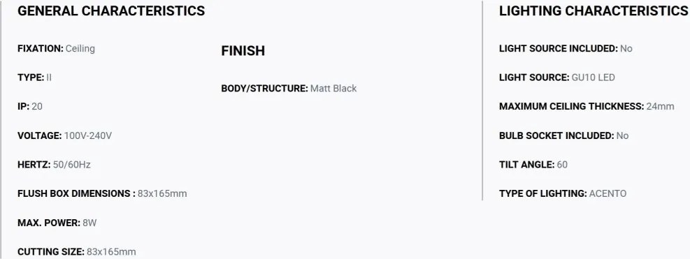 Rama Spot incastrabil tavan orientabil HYDE SQ 2L negru