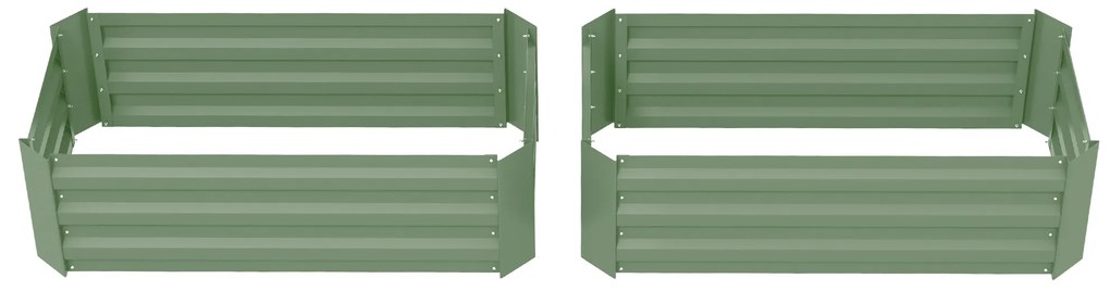 Outsunny Set de 2 paturi de legume pentru gradina dim. 100L x 50l x 30H cm - tabla de otel ondulata verde | Aosom Romania