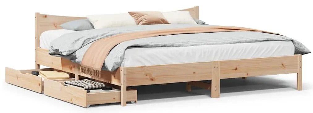 vidaXL Cadru de pat cu sertare 180x200 cm lemn masiv pin