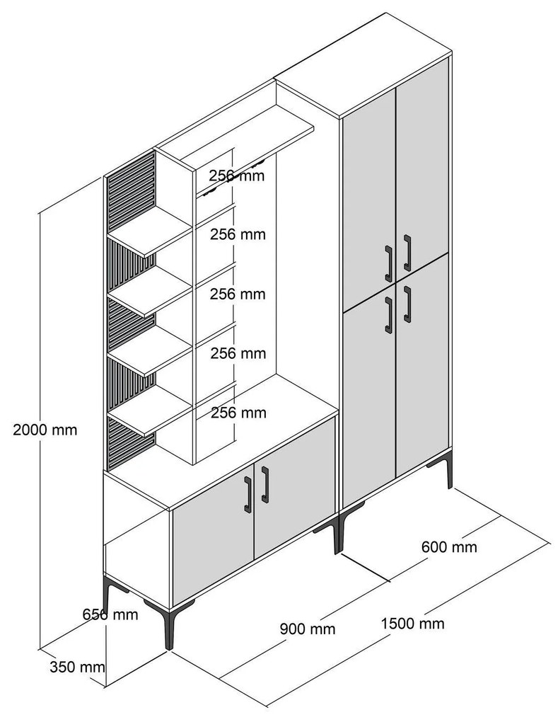 Cuier cu pantofar Casamob Hall Stand, Nuc, 150 x 200 x 35 cm