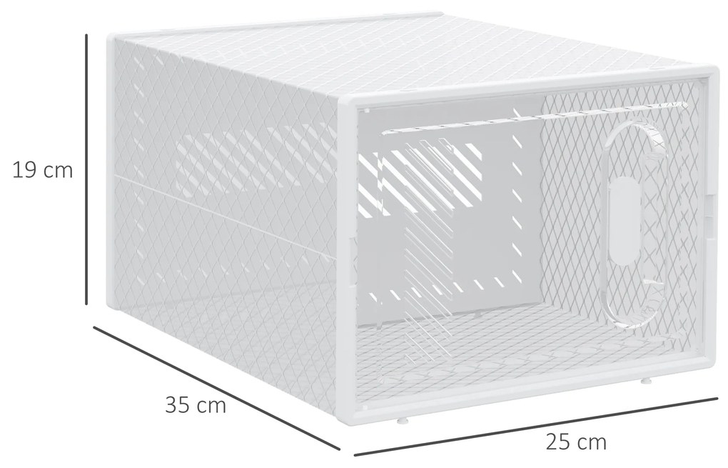 HOMCOM Set de 8 cutii cuburi de depozitare pentru pantofi modulare cu uși transparente - 25 x 35 x 19 cm | Aosom Romania