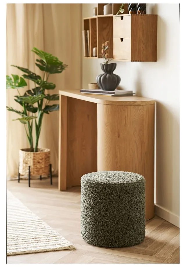 Taburet verde cu tapițerie din țesătură bouclé Ejby – House Nordic