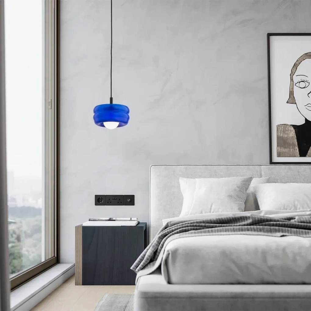 Pendul modern, Living, Hol, Scara, Sticla, Cobalt, TEVO