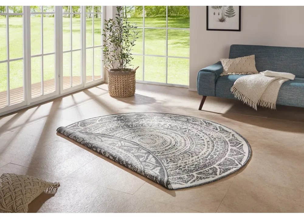 Covor adecvat pentru exterior NORTHRUGS Siruma, ø 140 cm, gri-crem