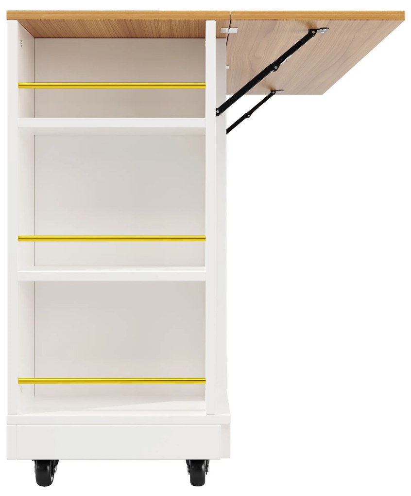 Insulă de bucătărie modernă cu blat reglabil,Alb | Aosom Romania