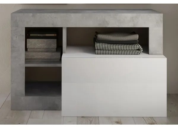 Bancă LENOR, beton, alb/gri