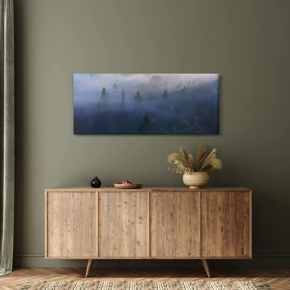 Tablou - Pădure în ceță, Carpați, Ucraina (120x50 cm)