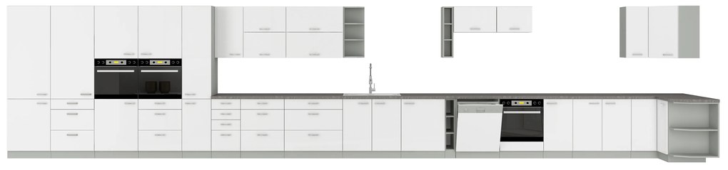 Bucătărie Brunea 240 cm (gri + Alb). 1018240