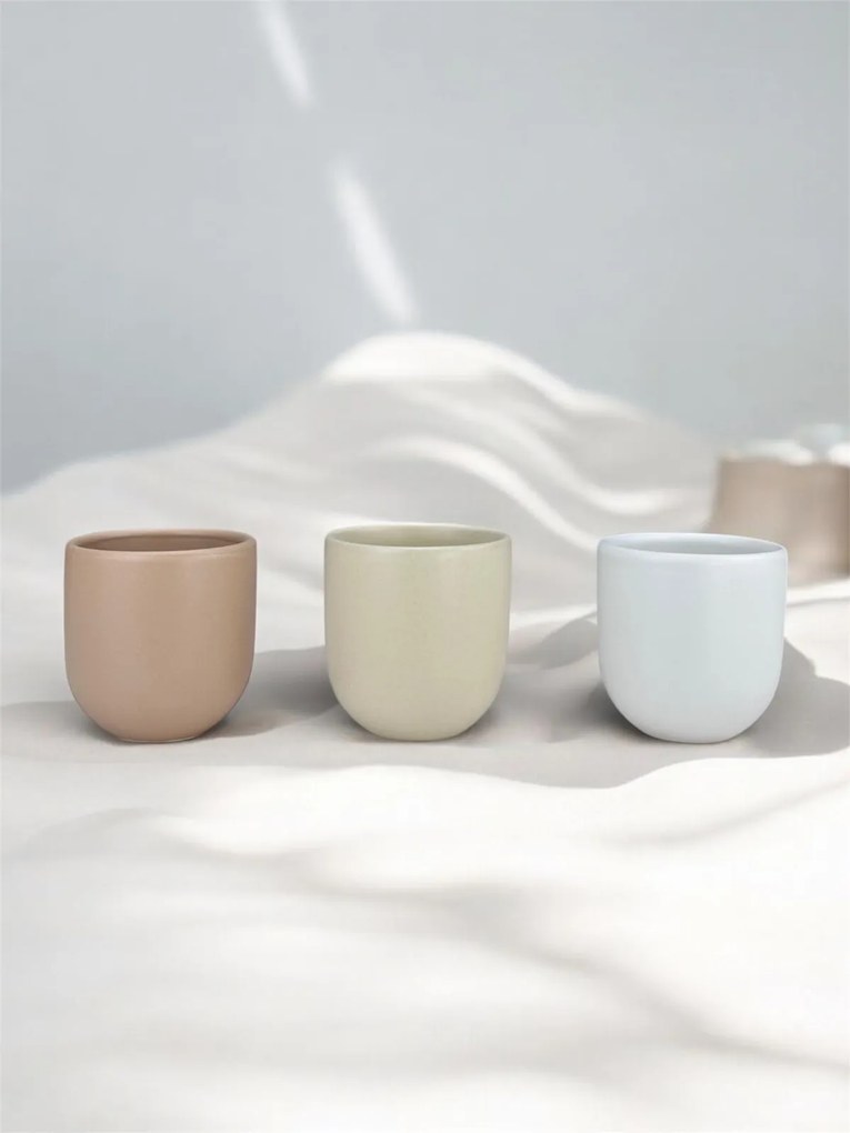 Set 3 cesti cafea Pahare Novum Trio Dune, glazura mata, 250ml