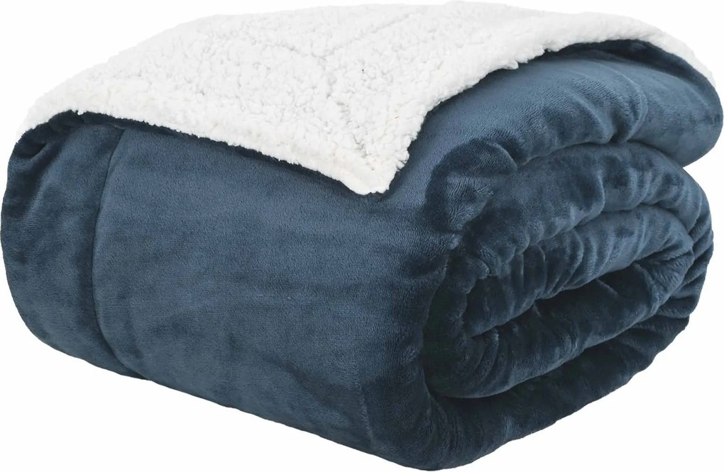 vidaXL Pătura de aruncat Albastru marin 220 x 240 cm Molton