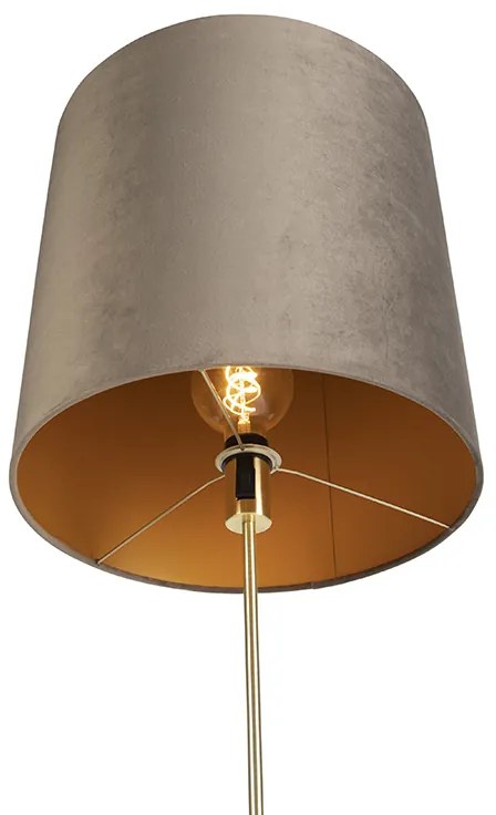 Lampă de podea auriu/alamă cu abajur din catifea taupe 40/40 cm - Parte