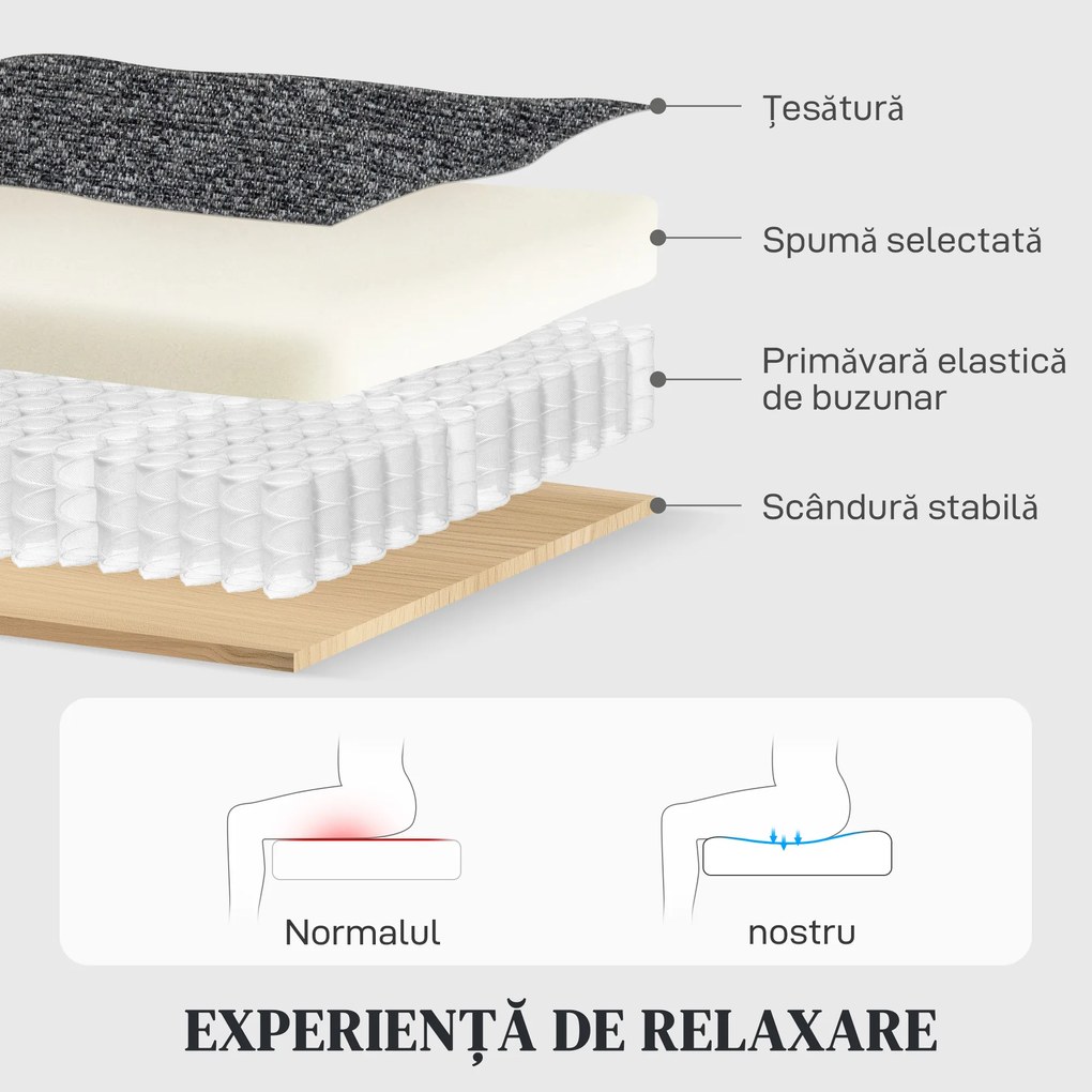 Divan HOMCOM cu 3 locuri din Catifea cu Reclinare Independentă la 145° max, Divan de Sufragerie Imbottito cu Brațe și Suport pentru Picioare, pentru Camera de Zi și Birou, Gri | Aosom Romania