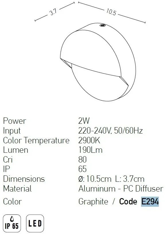 Aplica de perete pentru iluminat exterior cu lumina ambientala IP65 Clara negru