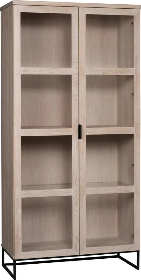 Vitrină în culoare naturală din lemn masiv de stejar 95x195 cm Everett - Rowico