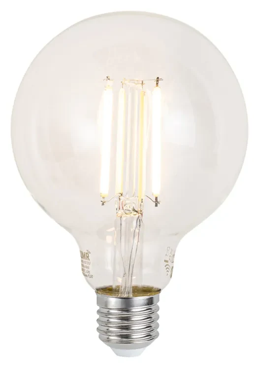Lampa suspendată inteligentă neagră cu alamă și sticlă ambră 3 lumini incl. 3 Wifi G95 - Zuzanna
