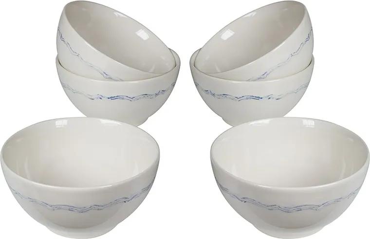 Set 6 boluri albe din ceramica 15 cm Provence Blue Santiago Pons