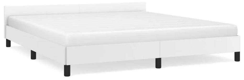 347508 vidaXL Cadru de pat cu tăblie, alb, 160x200 cm, piele ecologică