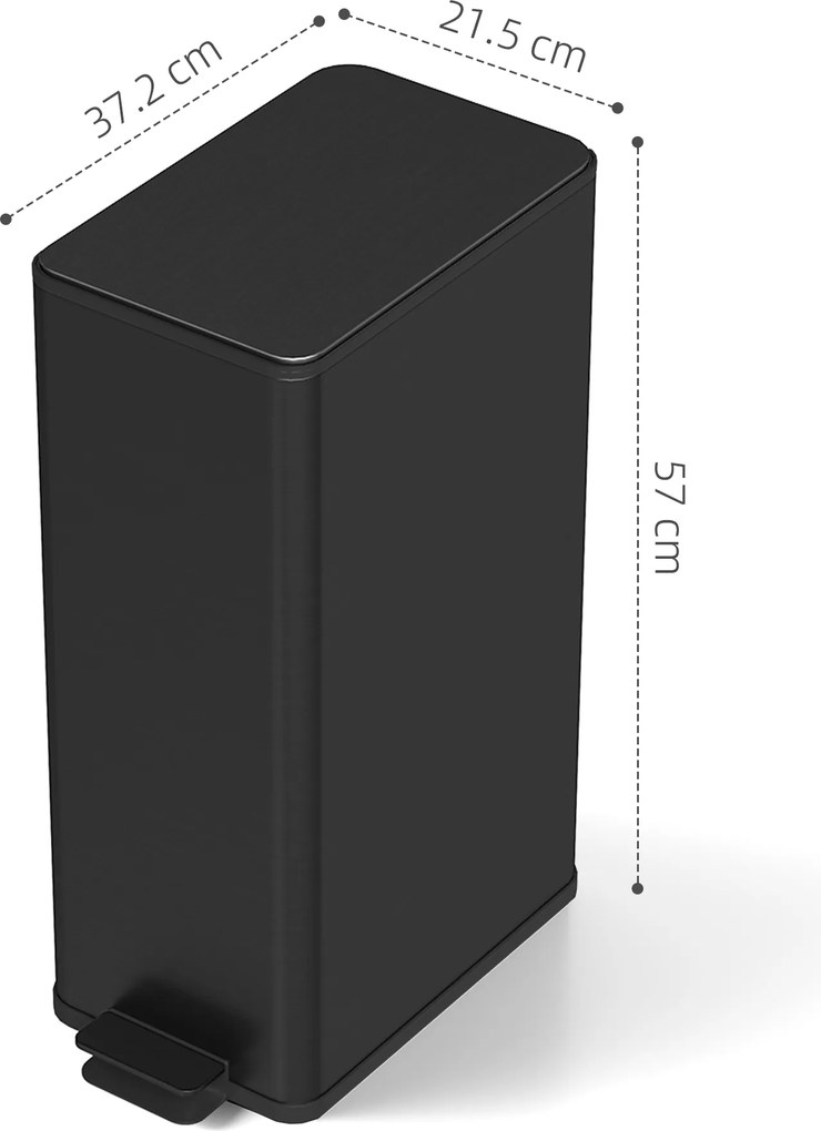 HOMCOM Coș de gunoi 20L, capac Soft-Close, compartiment pentru deodorant, rezistent la amprente, oțel inoxidabil, Negru | Aosom Romania