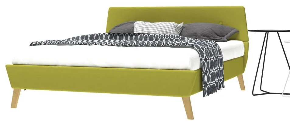 245123 vidaXL Cadru pat, bază șipci, material textil, 140 x 200 cm, verde
