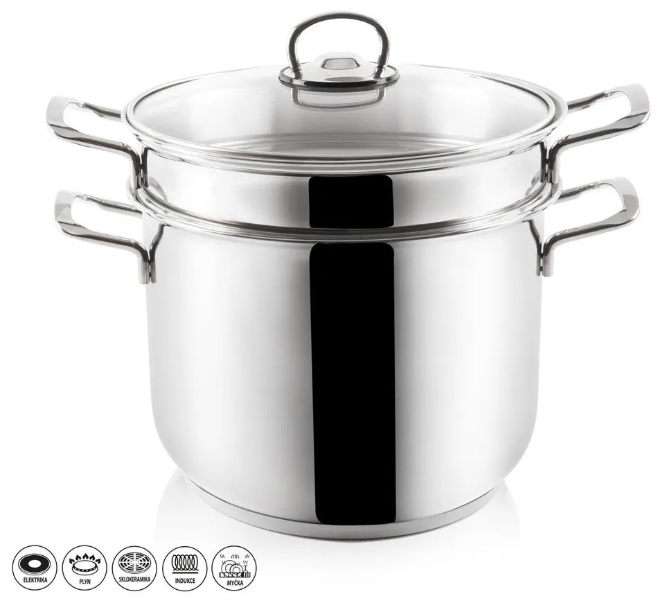 Oală inoxidabilă cu capac pentru paste Orion Anett, 6 l