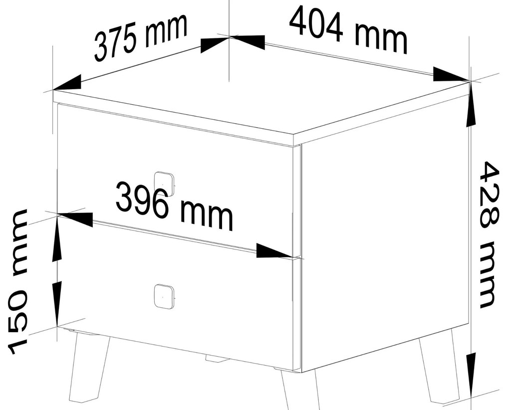 Noptieră Moteadas (alb + negru). 1117486